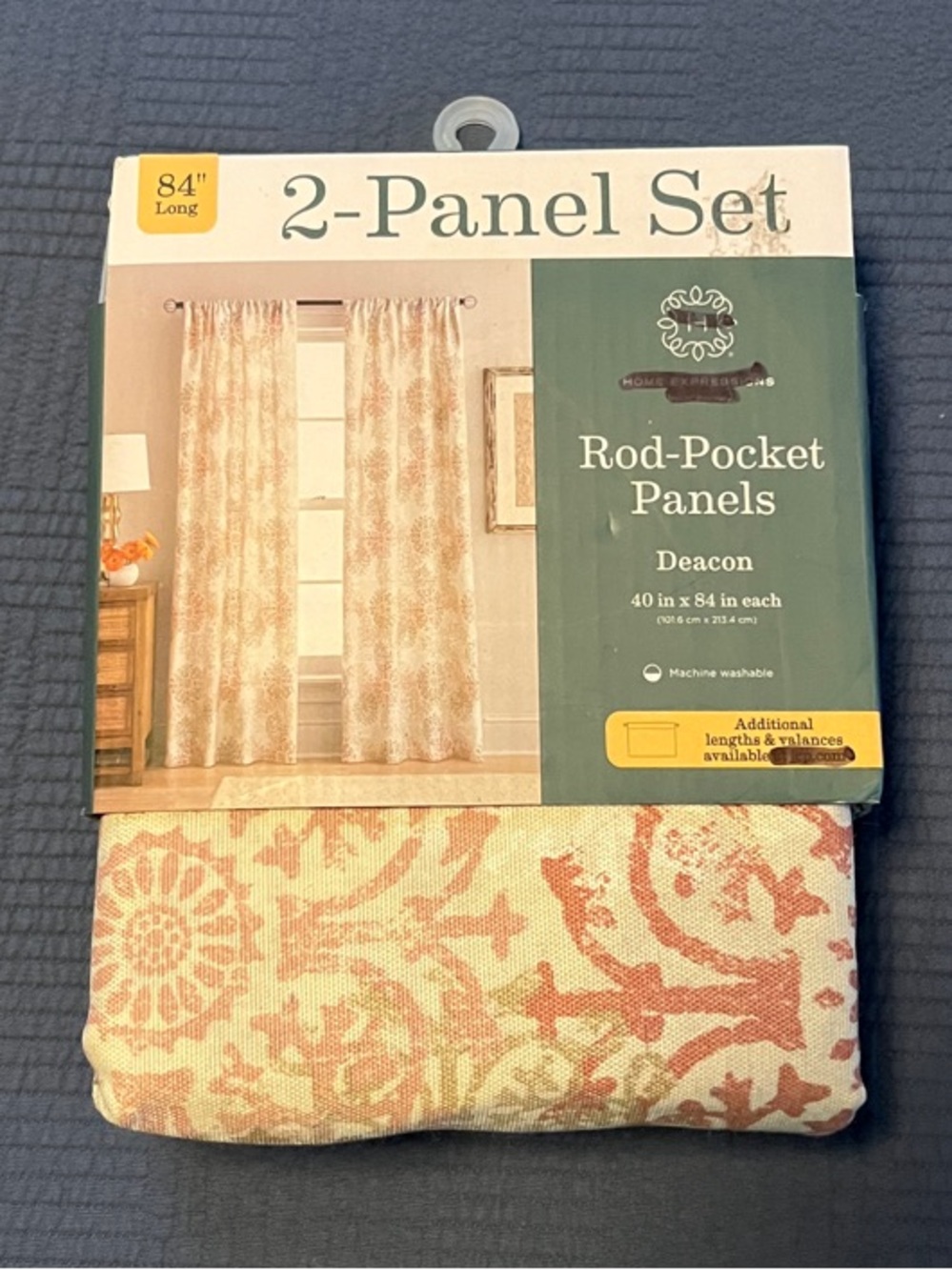 Home Expressions Deacon Rod-Pocket Curtain Panels in Pink and Cream (2-Panel)